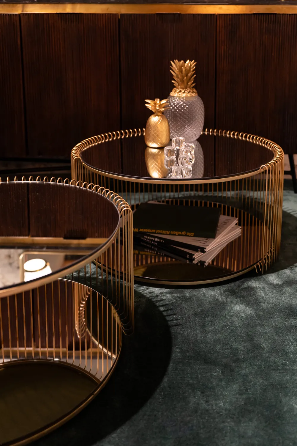 KARE Design Sohvapöydät|Olohuone*Wire Double Sohvapöytä, Messinki (2/Setti)