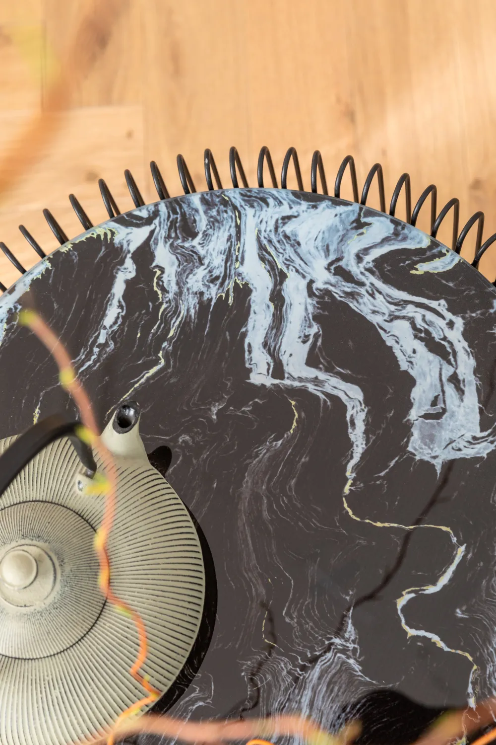 KARE Design Sohvapöydät|Olohuone*Wire Glass Marble Sohvapöytä - Marmorilasi, Musta (2/Setti)