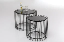 KARE Design Sohvapöydät*Wire Live Sohvapöytä, Musta (2/Setti)