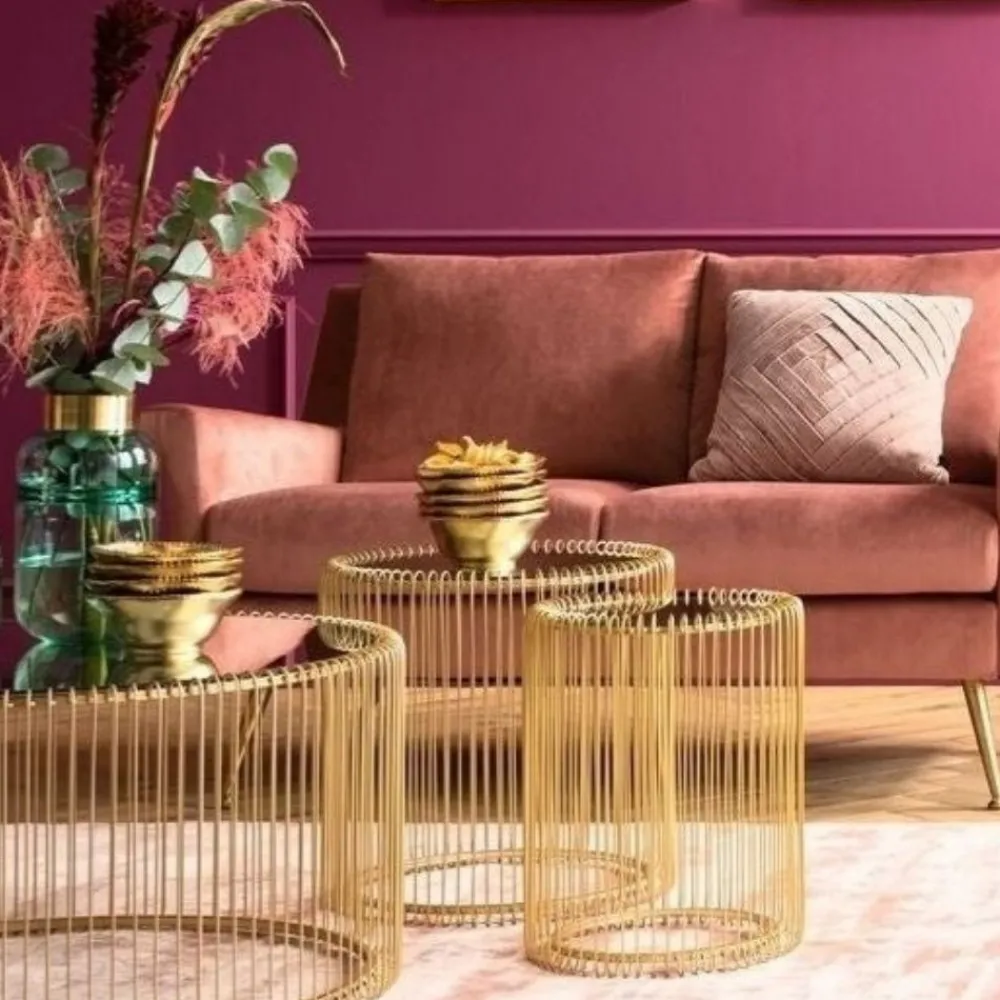 KARE Design Sohvapöydät|Olohuone*Wire Sivupöytä, Messinki (2/Setti)