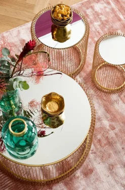 KARE Design Sohvapöydät|Olohuone*Wire Sivupöytä, Messinki (2/Setti)