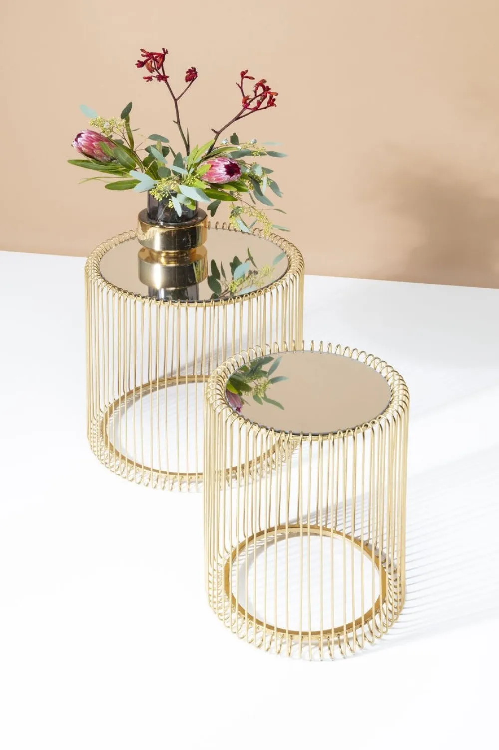 KARE Design Sohvapöydät|Olohuone*Wire Sivupöytä, Messinki (2/Setti)