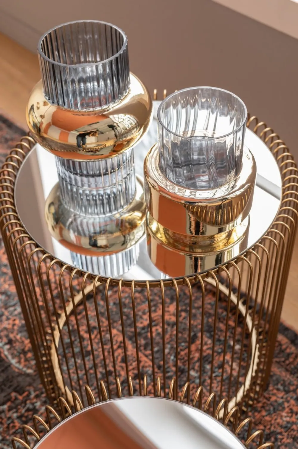 KARE Design Sohvapöydät|Olohuone*Wire Sivupöytä, Messinki (2/Setti)