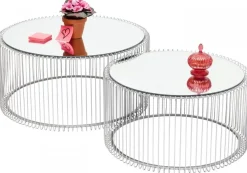 KARE Design Sohvapöydät*Wire Sohvapöytä Hopea (2/Setti)
