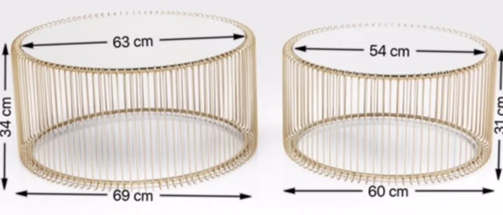 KARE Design Sohvapöydät|Olohuone*Wire Sohvapöytä, Messinki (2/Setti)