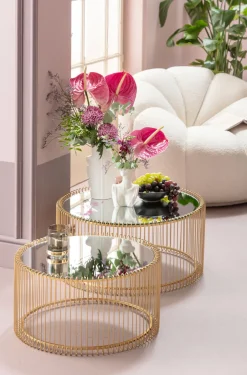 KARE Design Sohvapöydät|Olohuone*Wire Sohvapöytä, Messinki (2/Setti)