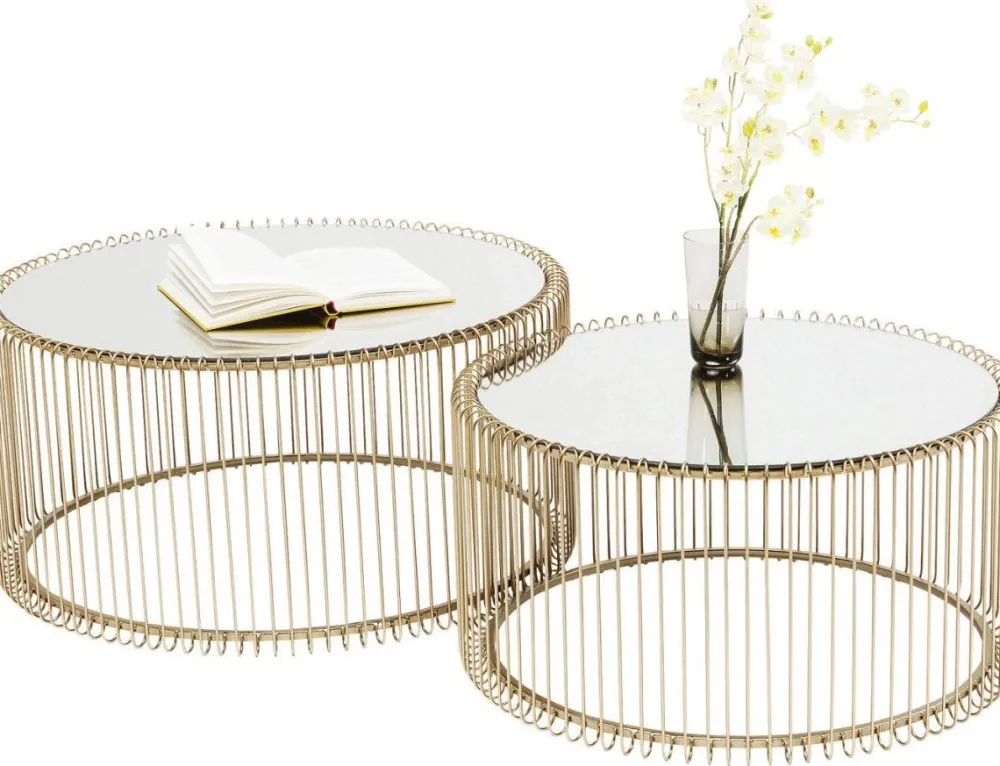 KARE Design Sohvapöydät|Olohuone*Wire Sohvapöytä, Messinki (2/Setti)