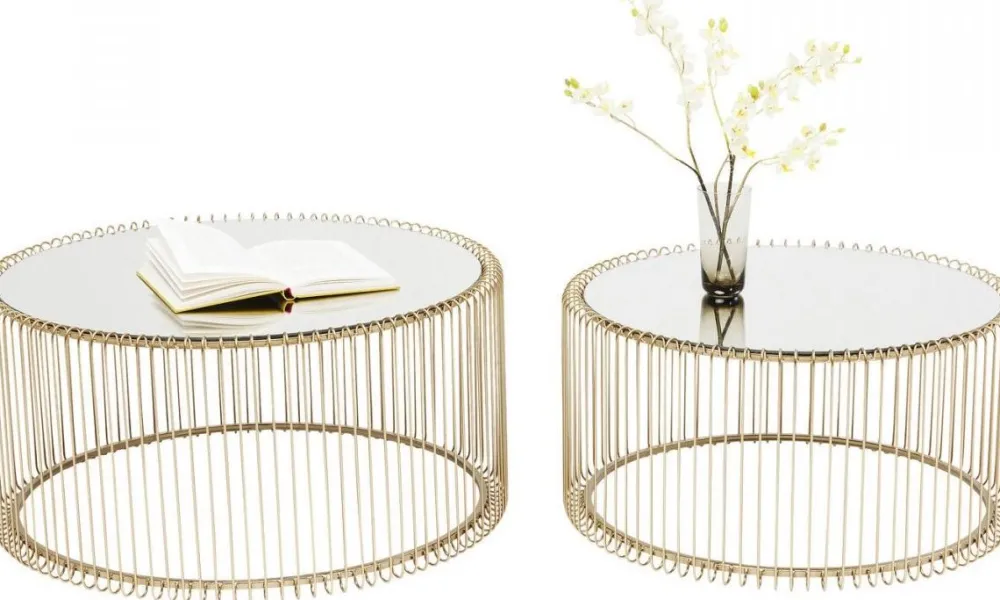 KARE Design Sohvapöydät|Olohuone*Wire Sohvapöytä, Messinki (2/Setti)
