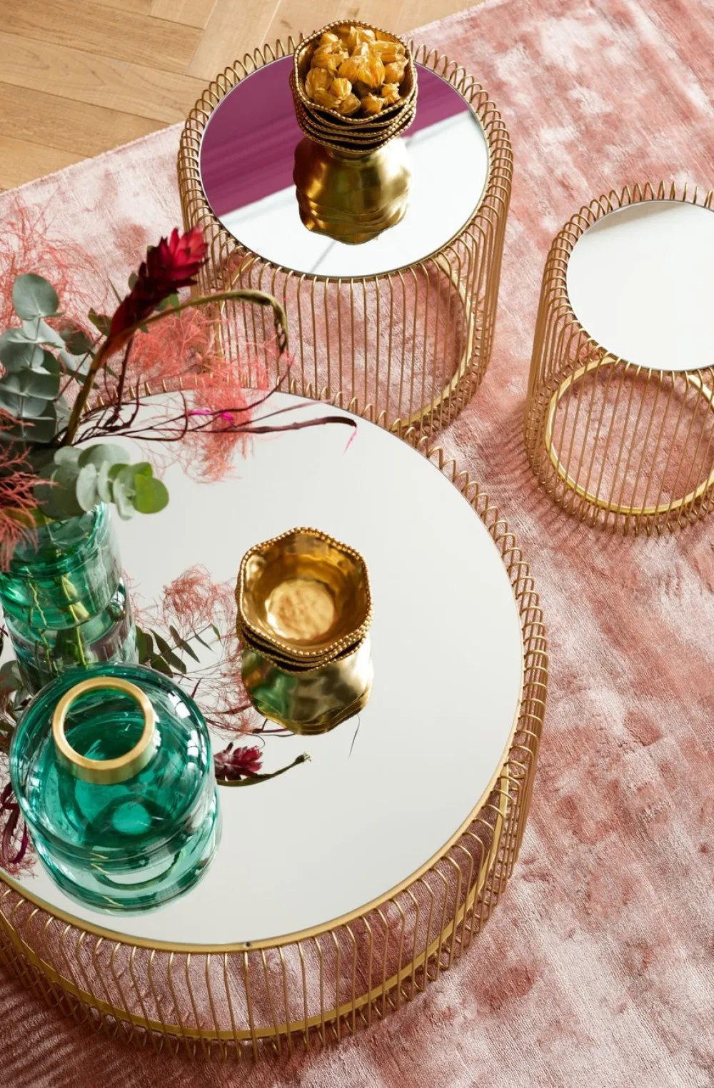 KARE Design Sohvapöydät*Wire Uno Sohvapöytä Messinki Ø80cm