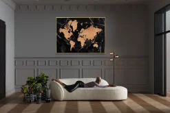 KARE Design Taulut|Olohuone*World Map Maailman Kartta, Kehystetty Taulu 150x100cm