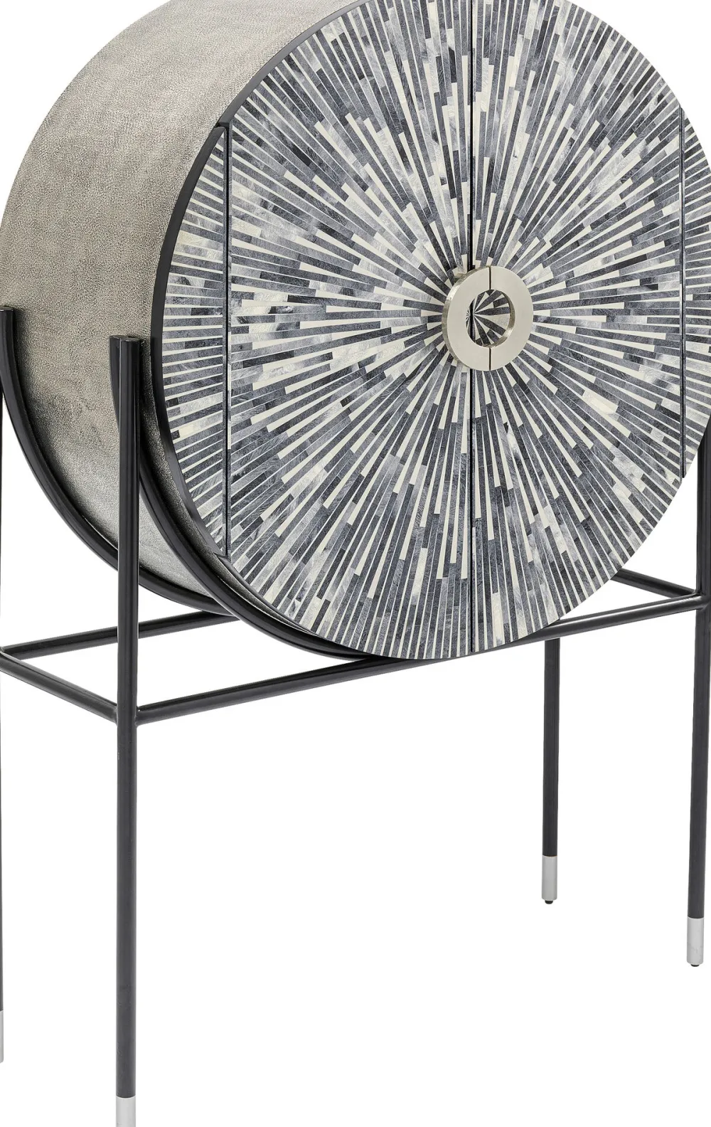 KARE Design Baarit*Zoom Baarikaappi - Pyöreä Muoto, Mustavalkoinen 100x160cm