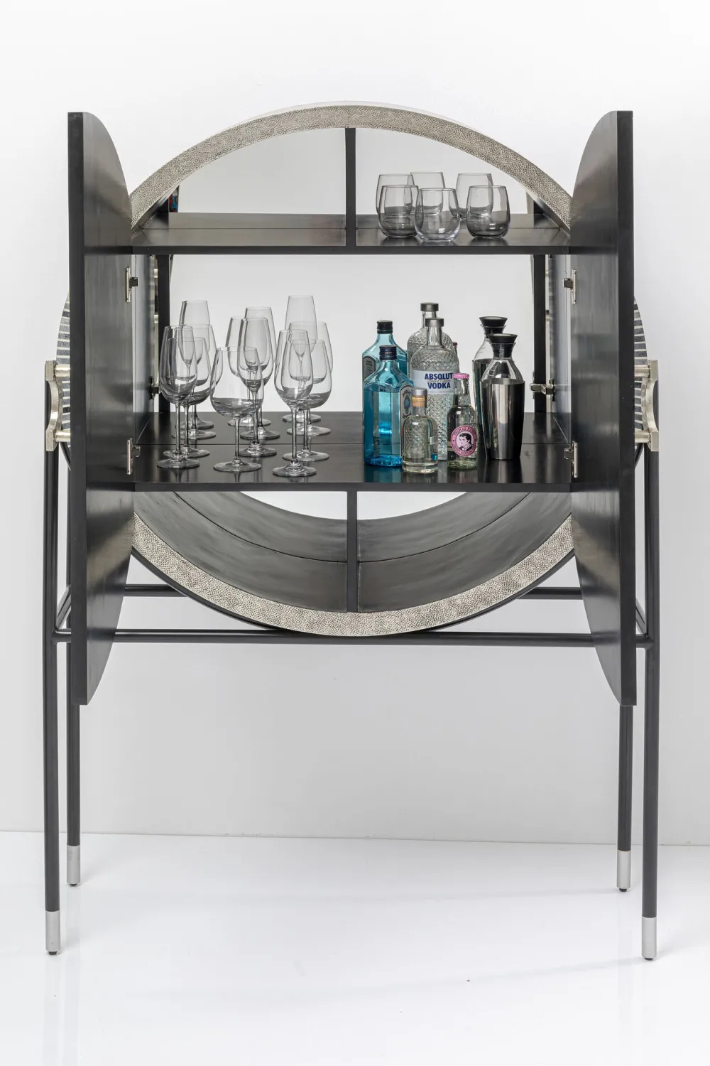 KARE Design Baarit*Zoom Baarikaappi - Pyöreä Muoto, Mustavalkoinen 100x160cm