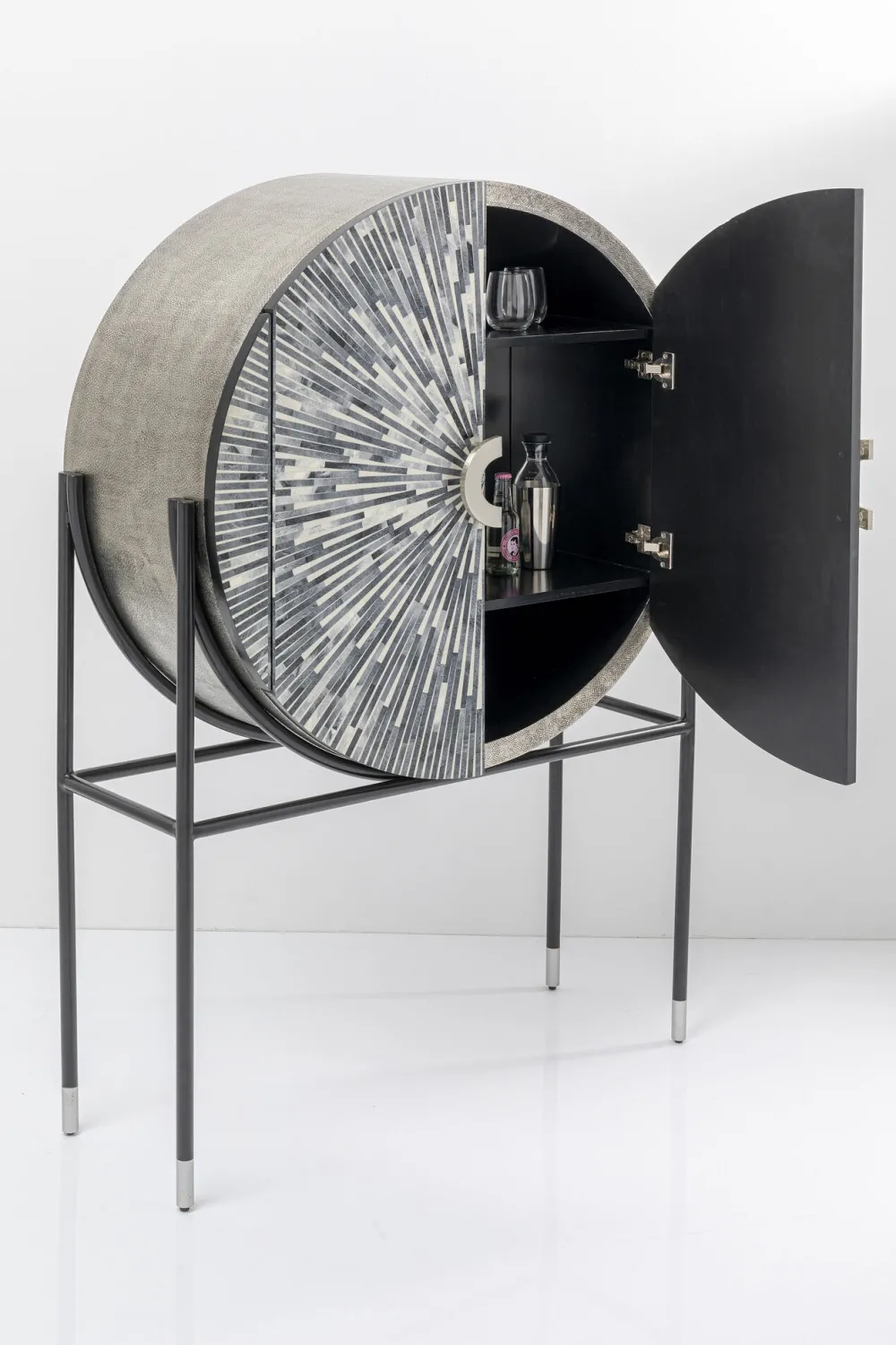 KARE Design Baarit*Zoom Baarikaappi - Pyöreä Muoto, Mustavalkoinen 100x160cm